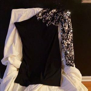 Little Black Cocktail,  one sequin sleeved dress. XL